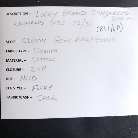 Lucky Brand Dungarees Denim Size 12/31 Mid Rise - Picture 7 of 7